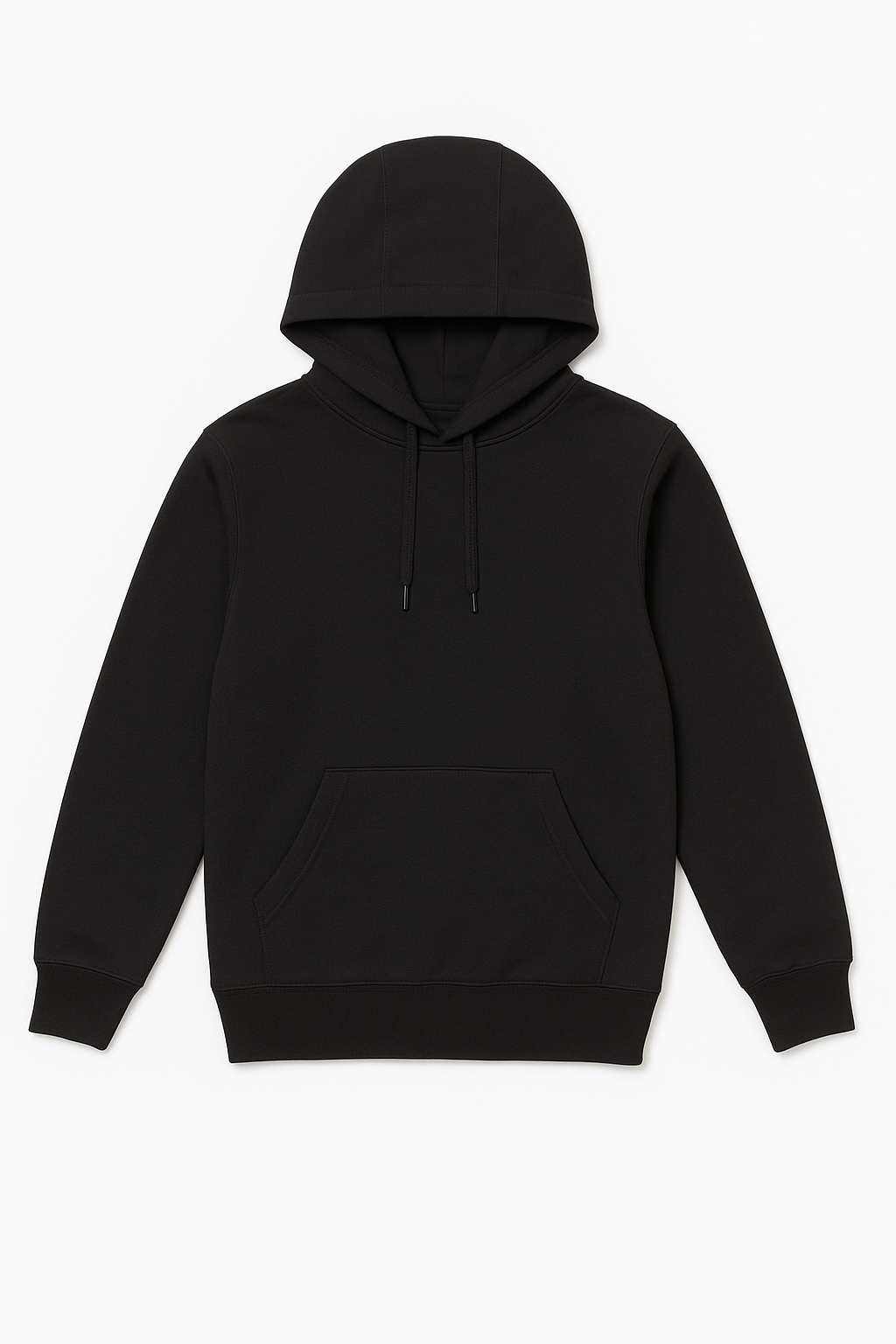 Kids premium cotton hoodie in black KUD425 flat lay front view