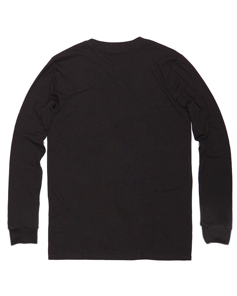 Unisex cotton long sleeve t-shirt in black KUD202e - Flat Lay - Back View