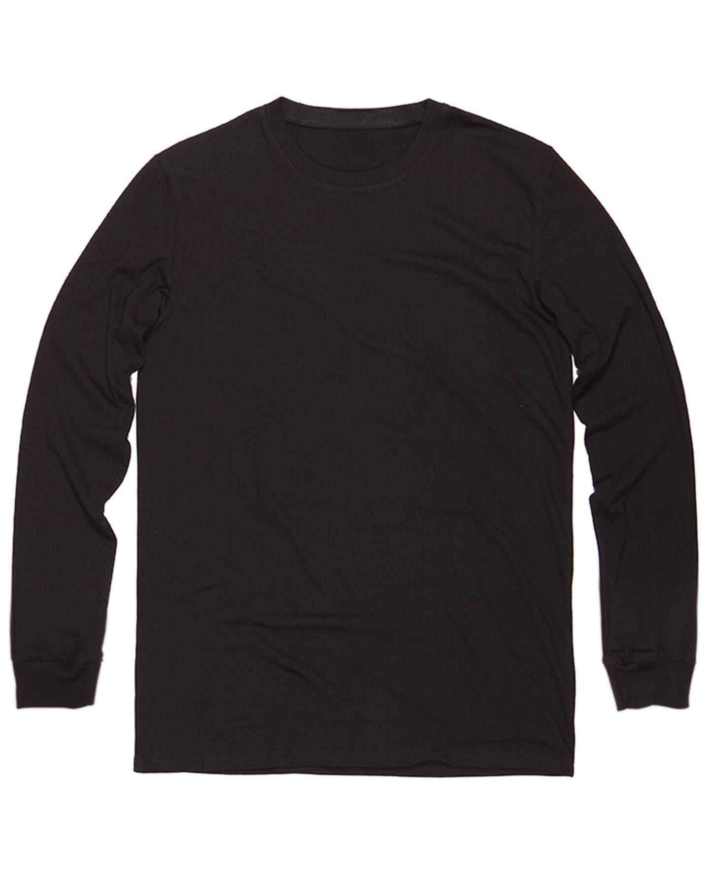 Unisex cotton long sleeve t-shirt in black KUD202e - Flat Lay - Front View