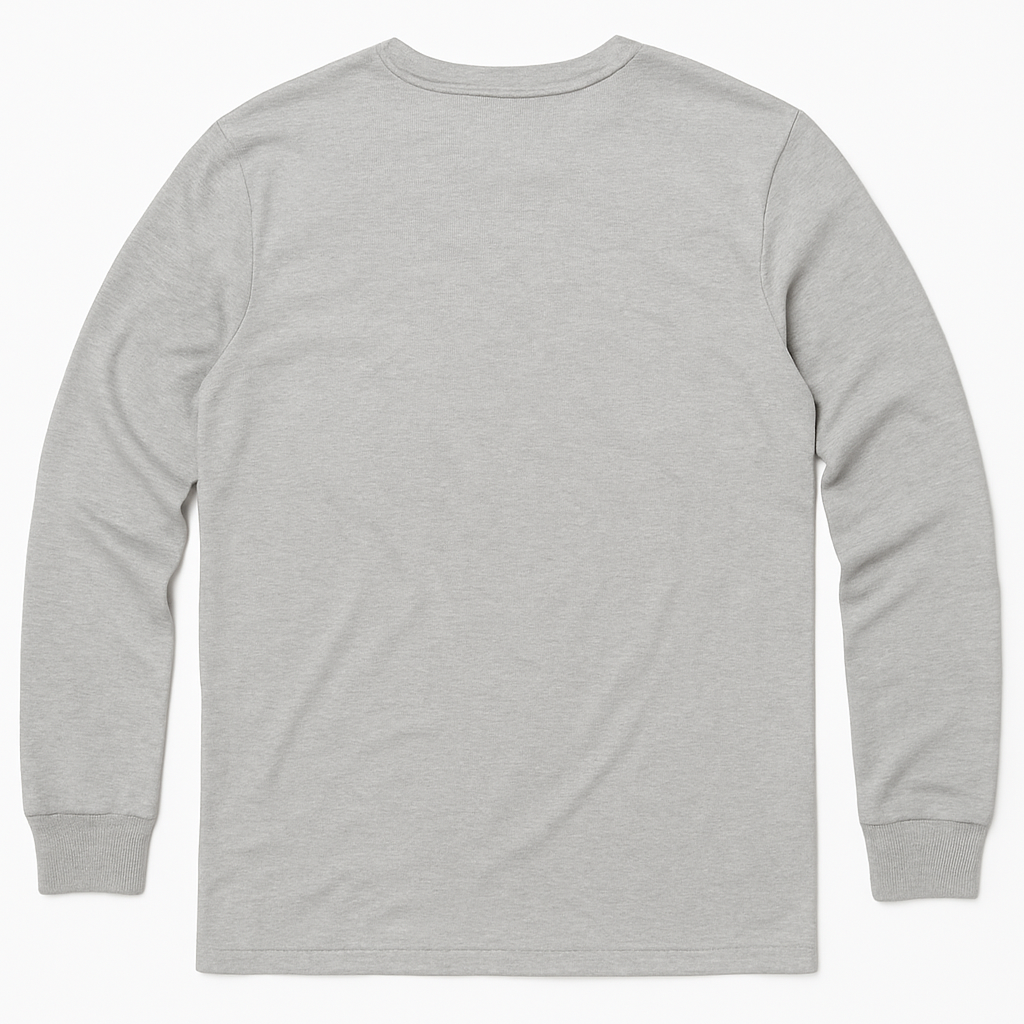 Unisex cotton long sleeve t-shirt in Grey KUD202e - Flat Lay - Back View