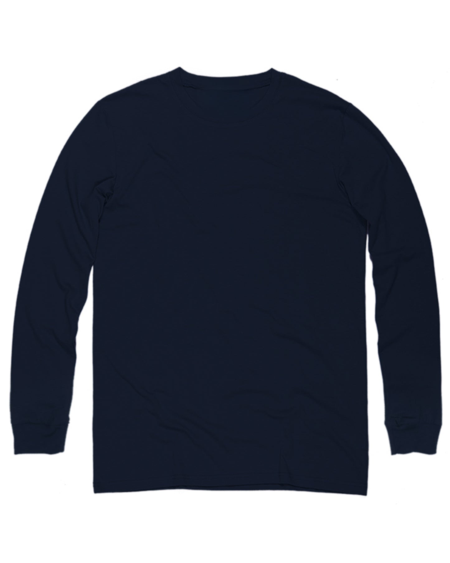 Unisex cotton long sleeve t-shirt in Navy KUD202e - Flat Lay - Front View