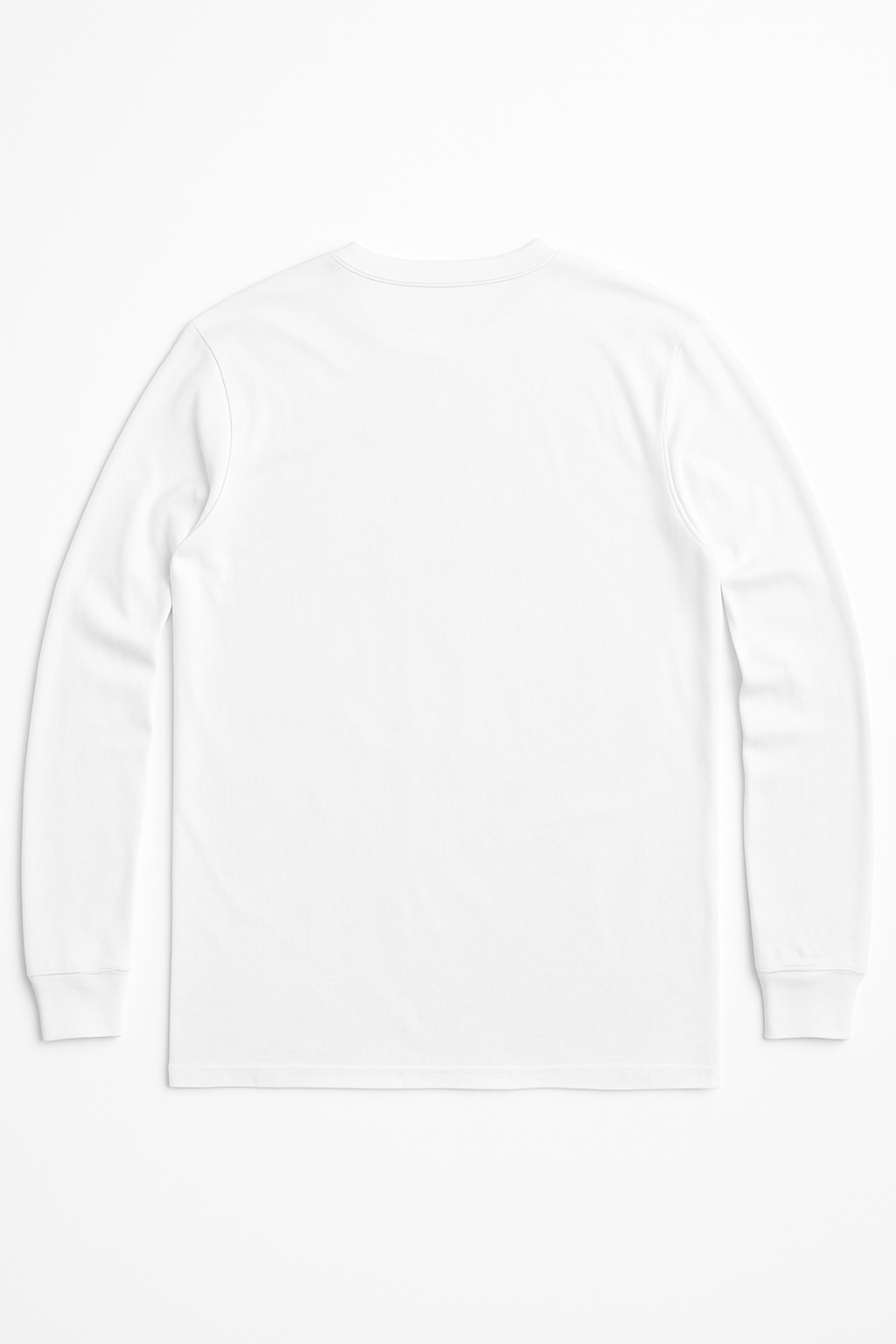 Unisex cotton long sleeve t-shirt in White KUD202e - Flat Lay - Back View