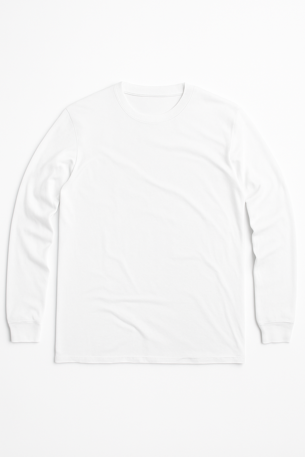 Unisex cotton long sleeve t-shirt in White KUD202e - Flat Lay - Front View