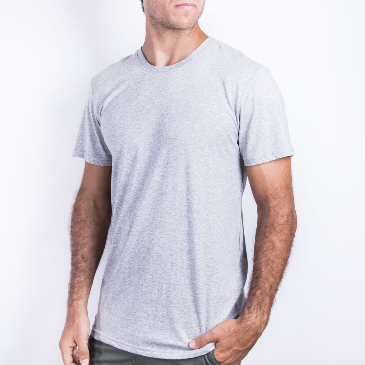 Unisex cotton regular t shirt in grey KUD200E on model front view