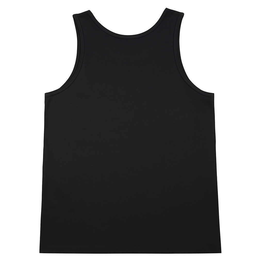 Unisex cotton singlet in black KUD546E - flat lay - Back View