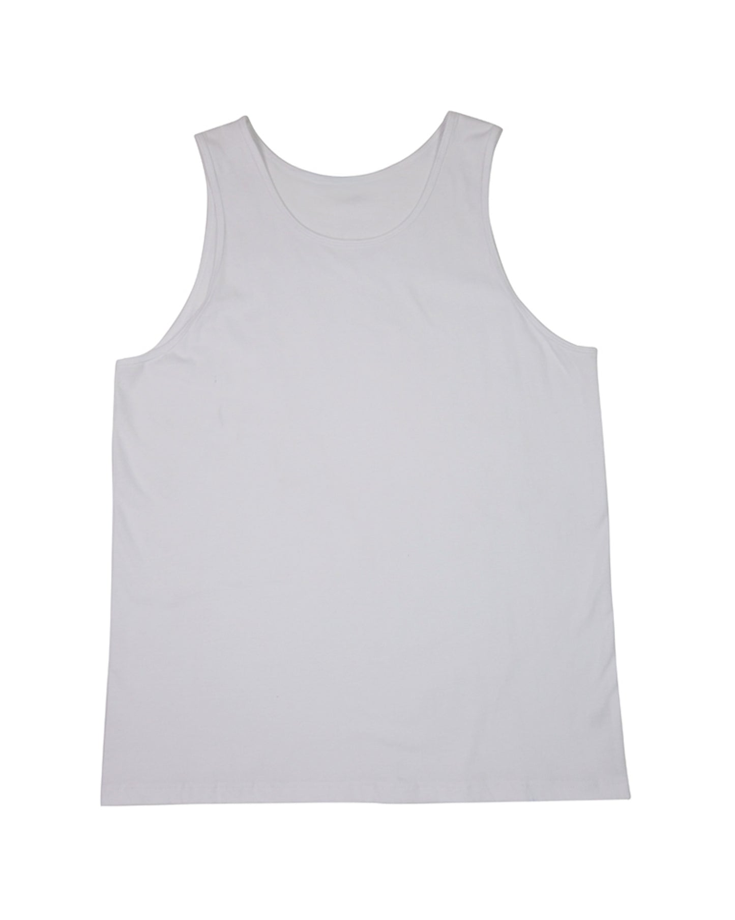 Unisex cotton singlet in white KUD546E - flat lay - Front View
