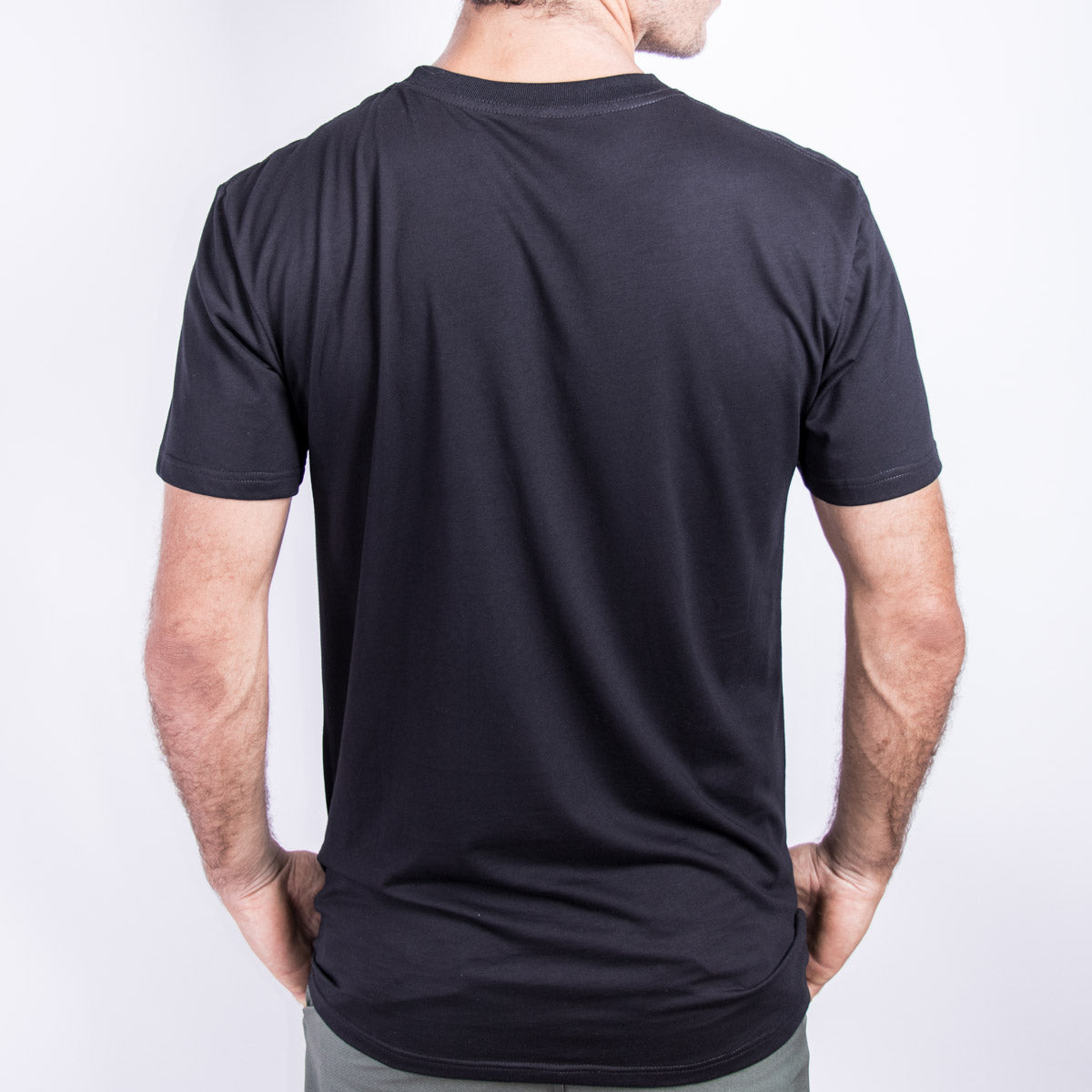 Unisex premium cotton box t-shirt black KUD1420 - on model - Back View