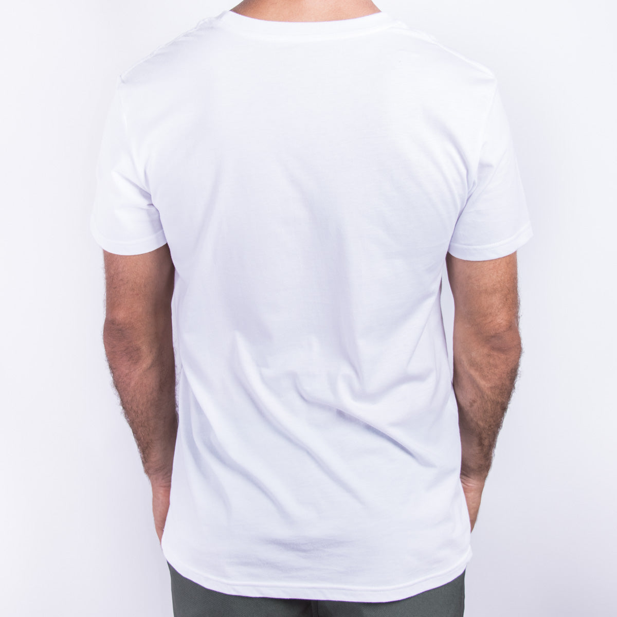 Unisex premium cotton box t-shirt white KUD1420 - on model - Back View
