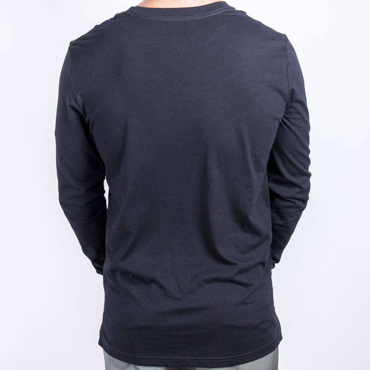 Unisex premium cotton oversize long sleeve t-shirt in navy KUD202 - On model - Back View