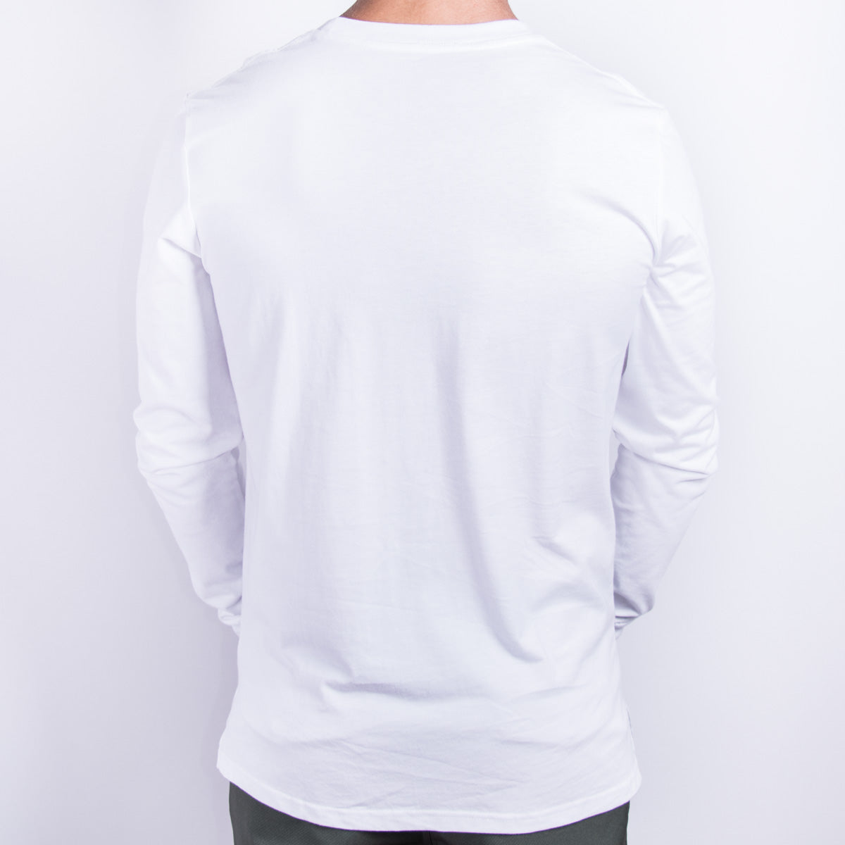 Unisex premium cotton oversize long sleeve t-shirt in white KUD202 - On Model - Back View