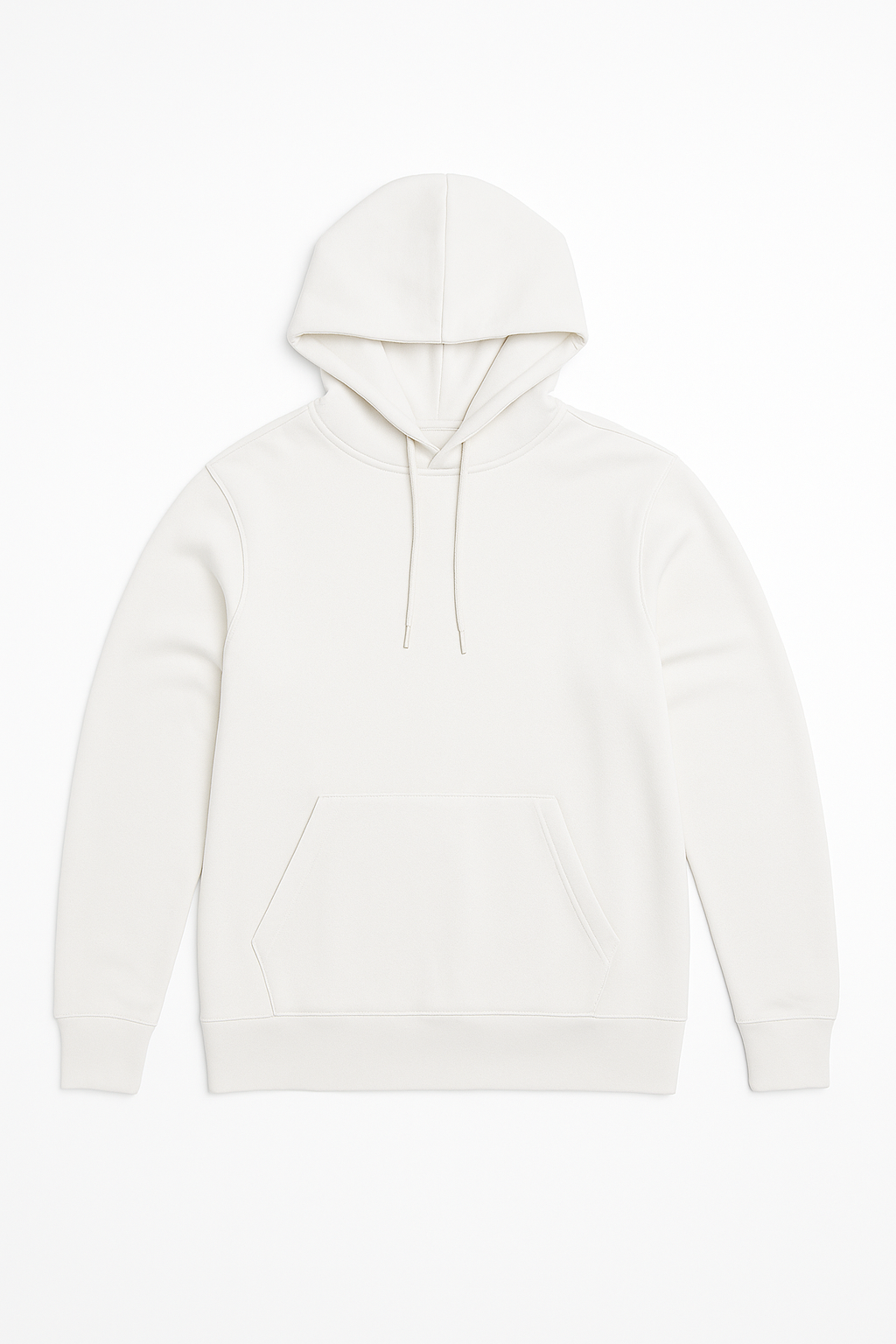 Unisex premium cotton polyestter hoodie in white KUD423 flat lay front view