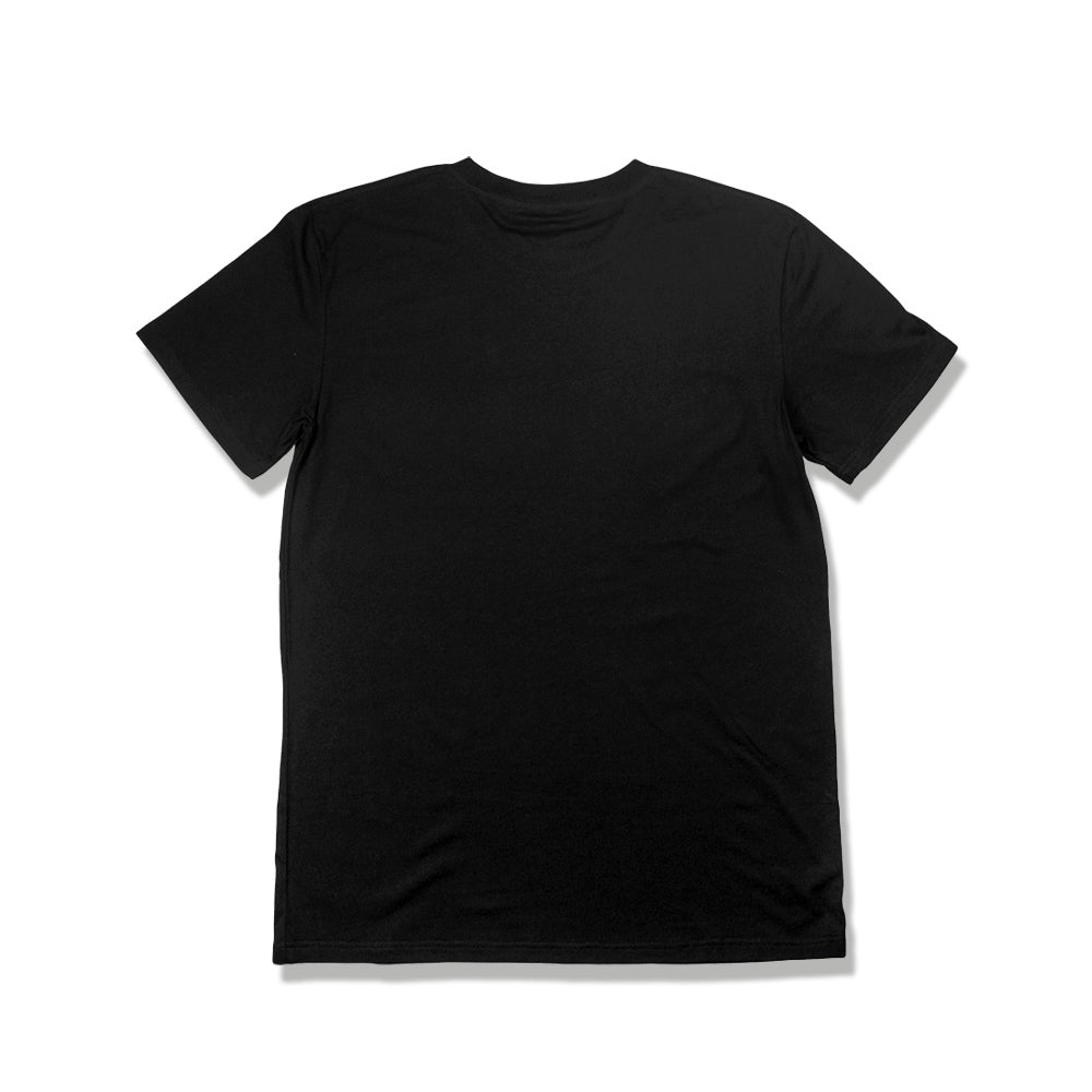 Unisex premium cotton regular t-shirt in black KUD200 flat lay back view