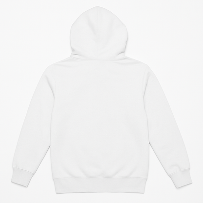 Kids premium cotton hoodie in white KUD425 flat lay back view