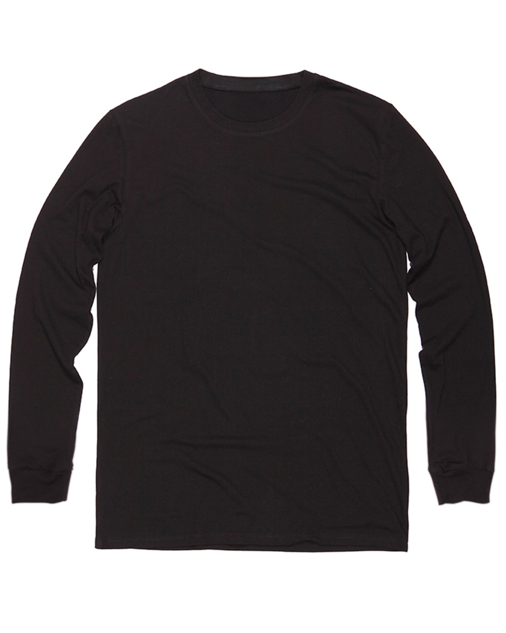 Unisex cotton long sleeve t-shirt in black KUD202e - Flat Lay - Front View