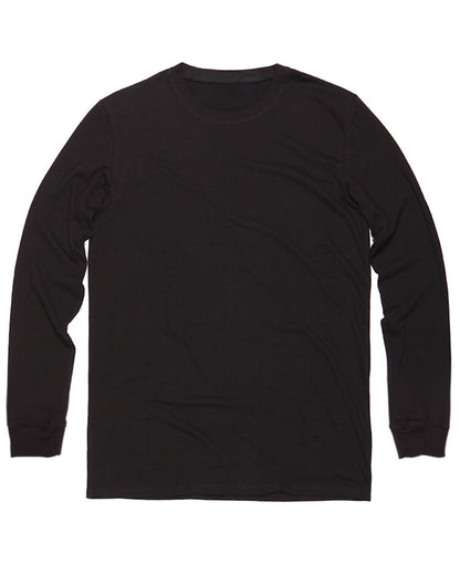 Unisex cotton long sleeve t-shirt in black KUD202e - Flat Lay - Front View