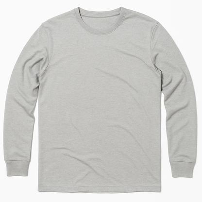 Unisex cotton long sleeve t-shirt in Grey KUD202e - Flat Lay - Front View