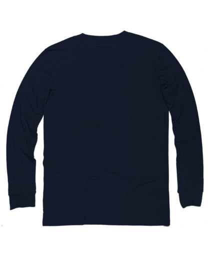 Unisex cotton long sleeve t-shirt in Navy KUD202e - Flat Lay - Back View