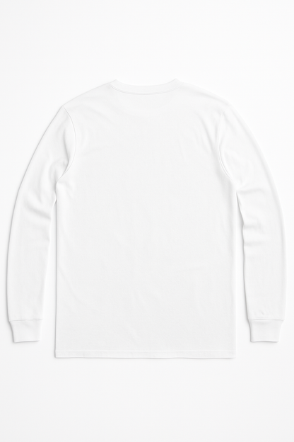 Unisex cotton long sleeve t-shirt in White KUD202e - Flat Lay - Back View