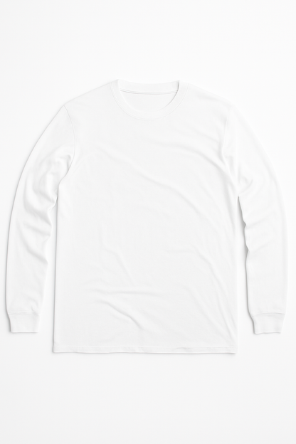 Unisex cotton long sleeve t-shirt in White KUD202e - Flat Lay - Front View