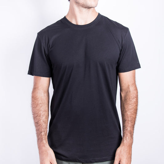 Unisex cotton regular t shirt in black KUD200E on model front view