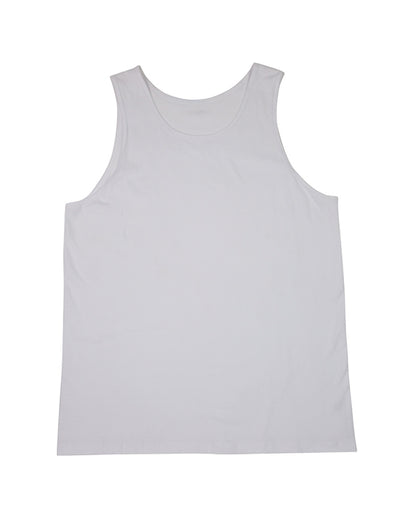 Unisex organic cotton singlet in White -KUD546O - flat lay - Front View