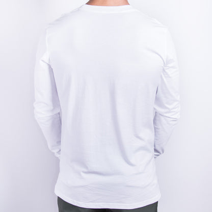 Unisex premium cotton oversize long sleeve t-shirt in white KUD202 - On Model - Back View
