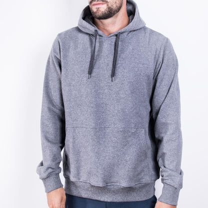Unisex premium cotton polyester hoodie in grey KUD423E on model front view